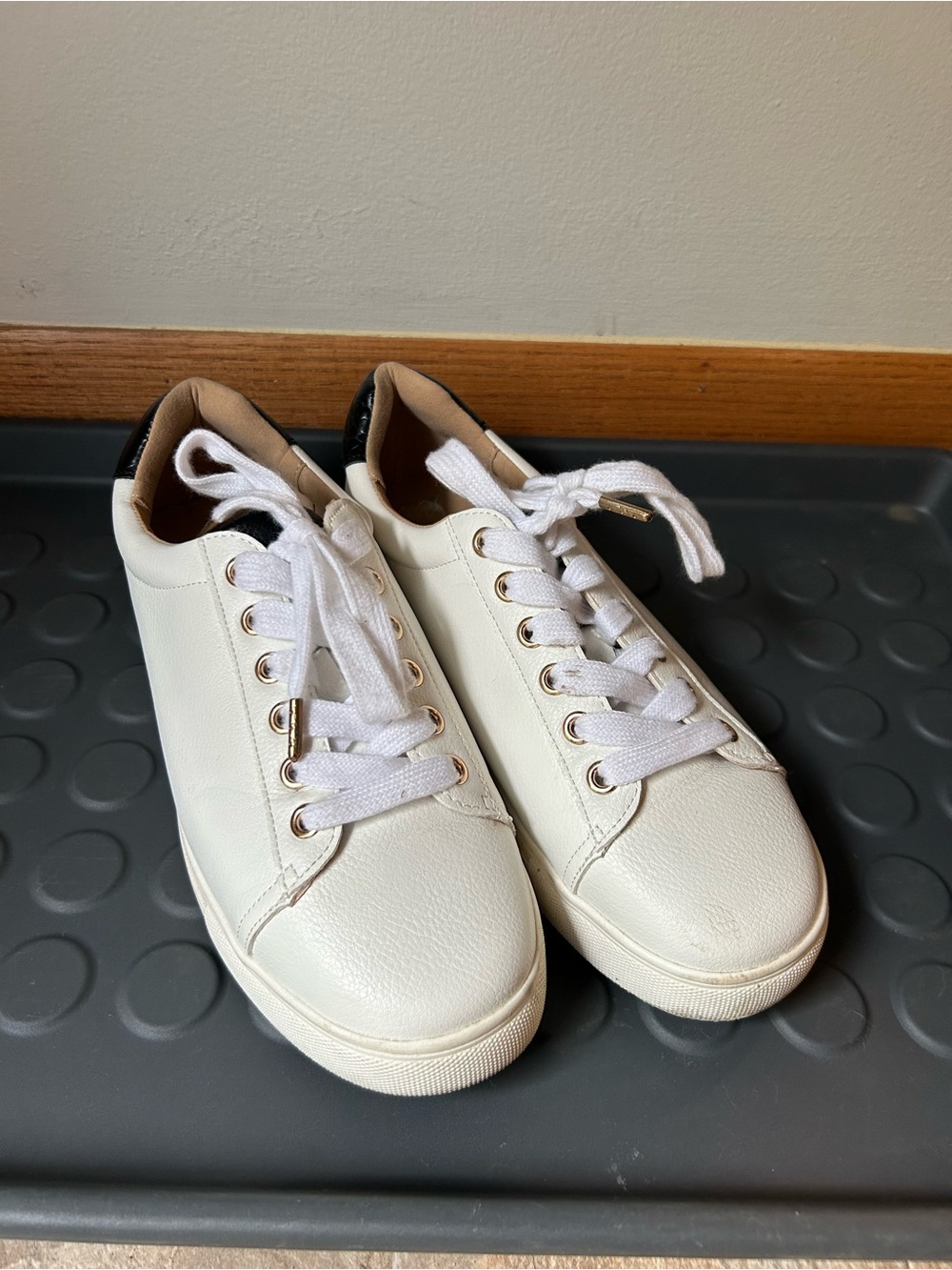 MIA White Sneakers with Black Heel Accent